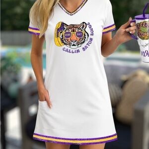 LSU Callin Baton Rouge glitter hem shift dress Size L